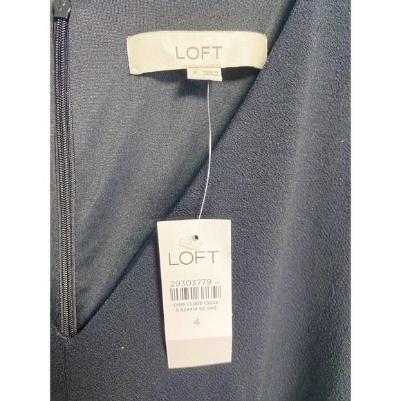 NWT Loft Womens V-neck Wrap Around Tie Front Stretch‎ Dress Black Size 4 - Picture 3 of 4